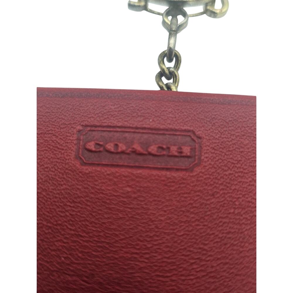 Vintage Coach Leather Squeeze Key Coin Purse Red Key Pouch - Picture 4 of 12